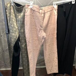 Stylish Pants Trio - Pink, Black, and Gold Patterned